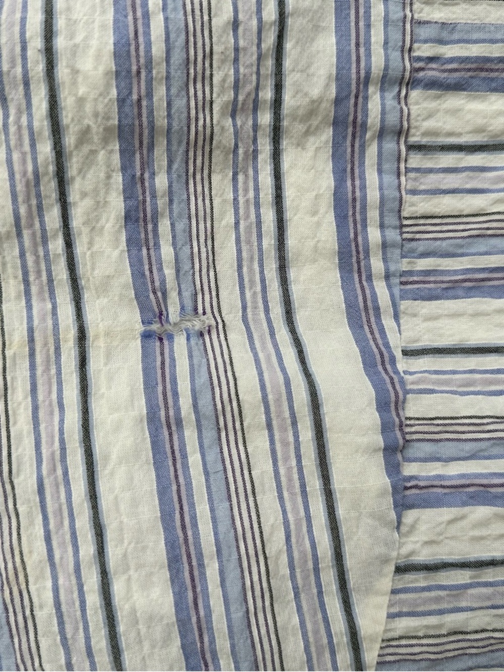 La Vie Rebecca Taylor Blue & White Striped Midi Dress | V-Neck Flowy Sundress - Picture 13 of 16